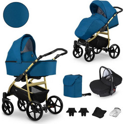 Kunert Mata Καρότσι Μωρού 3 σε 1 Blue Golden Frame
