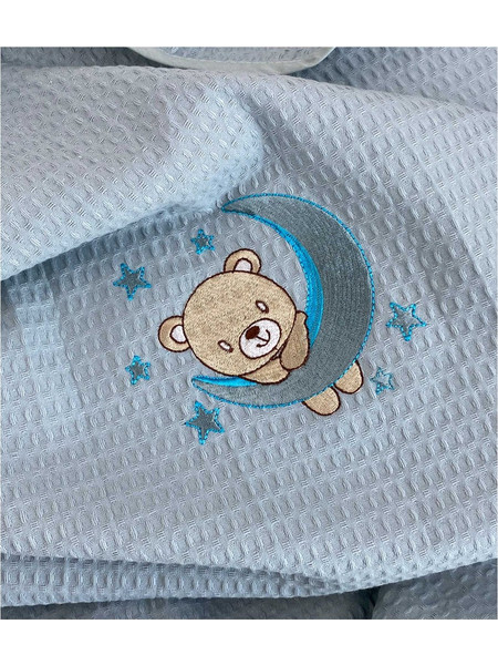 Astron Italy Bear Κουβέρτα Αγκαλιάς Πικέ 80x110 Γαλάζια