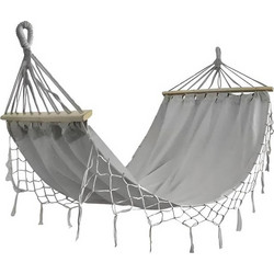 Kρεμαστή Αιώρα κήπου βαμβακερή boho style, αντοχής 200 kg σε γκρι χρώμα, 200x100 cm - Aria Trade