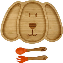 BabyCloud Βρεφικό Σετ Φαγητού Bamboo Σκυλάκι Πορτοκαλί 3τμχ