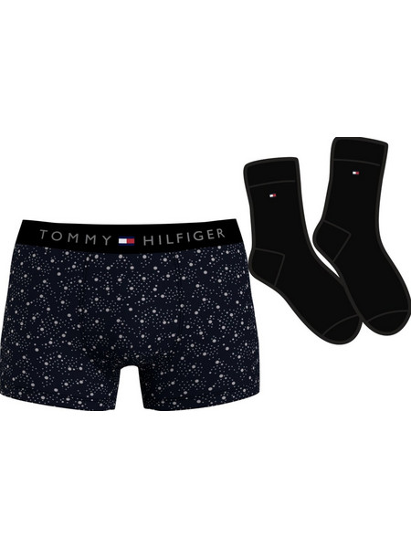 Ανδρικό Gift Pack Tommy Hilfiger - Μαύρο Boxer all over print - Μαύρες κάλτσες