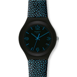 Swatch Blue Drops Γυναικείο Ρολόι με Μπλε Δερμάτινο Λουράκι YGB4006