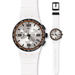 Swatch White Blades Ανδρικό Ρολόι Χρονογράφος με Λευκό Καουτσούκ Λουράκι SUSW405