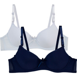 2 Pack SilkSensation σουτιέν Push Up C Cup με μπανέλα μπλέ - λευκό