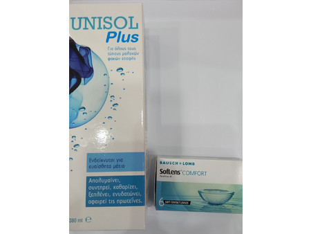 Bausch & Lomb Soflens Μηνιαίοι Φακοί Επαφής Υδρογέλης 6τμχ & 1 Υγρό Unisol 380ml