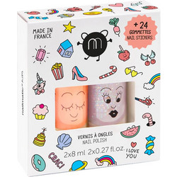 Nailmatic Σετ Βερνίκια με Αυτοκόλλητα Νυχιών Flamingo/Polly