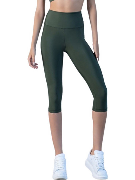 Lismina Capri Leggings Γυναικείο Κολάν Capri Ψηλόμεσο Push Up Χακί 4287