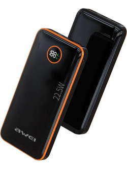 Awei P143K Power Bank 10000mAh 22.5W με 2 Θύρες USB-A Black