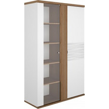 Otello βιτρίνα με δυο πόρτες 110x45x178εκ. Helvezia Oak / Λευκό