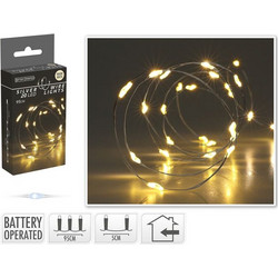 Koopman 20 LED Χριστουγεννιάτικα Λαμπάκια LED σε Σύρμα Μπαταρίας Ασημί Ζεστό Φως