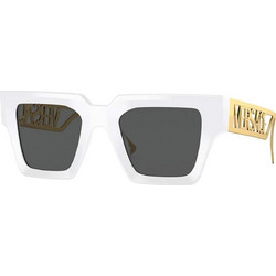 Versace VE4431 401/87 Γυναικεία Γυαλιά Ηλίου Τετράγωνα Κοκάλινα Χρυσά Λευκά με Μαύρο Polarized Φακό