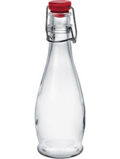 Μπουκάλι διάφανο με κόκκινο πώμα 355 ml indro