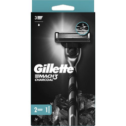 Gillette Mach 3 Charcoal Ξυραφάκι με Ανταλλακτικές Κεφαλές με 3 Λεπίδες & Λιπαντική Ταινία + Ανταλλακτικά Ξυραφάκια 2τμχ