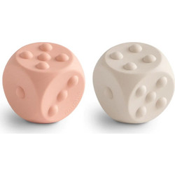 Mushie 100217 Mushie Βρεφικό παιχνίδι πίεσης Ζάρια Blush Sifting Sands Σετ 2 τεμάχια