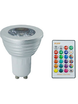 Λάμπα LED για Ντουί GU10 RGBW 3W 240LM με Τηλεκοντρόλ RZ-0134 Λευκή