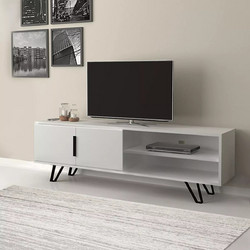 Megapap Έπιπλο Τηλεόρασης Ξύλινο Λευκό Μ160xΠ35xΥ49cm Foot GP028-0033,3