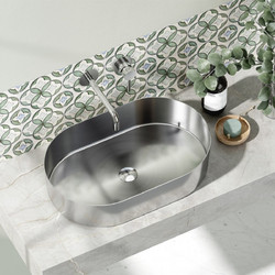 Karag JUPITER Brushed Steel BB6808-BS Επικαθήμενος Νιπτήρας Μπάνιου Οβάλ Inox 55x35x11cm