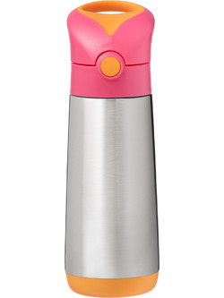 B.Box Strawberry Παιδικό Μπουκάλι Ανοξείδωτο BPA Free με Καλαμάκι Ροζ Ασημί 500ml