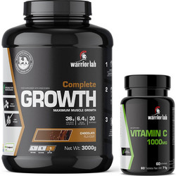 Warriorlab Complete Growth Chocolate Πρωτεΐνη Ορού Γάλακτος Όγκου 3kg + Vitamin C 1000mg 60 Ταμπλέτες