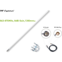LoRa Fiberglass Antenna Kit 863-870MHz 8dBi 1300mm RF Explorer RFELA-4/88X