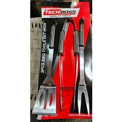 TECHBOSS ΣΕΤ ΠΙΡΟΥΝΑ ΛΑΒΙΔΑ ΣΠΑΤΟΥΛΑ ΚΡΕΑΤΩΝ INOX