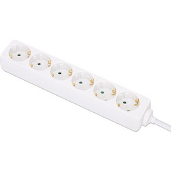 MANHATTAN 6fach Steckdosenleiste Schutzkontakt Sechs Typ FSteckdosen integriertes 2 m Stromkabel mit Typ FStecker 16 A wei (168304)