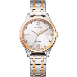 Citizen Eco-Drive Elegant Γυναικείο Ρολόι Solar με Ασημί Ροζ Χρυσό Μεταλλικό Μπρασελέ EM0506-77A