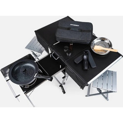 Tentbox KitchenBox Φορητή Κουζίνα Camping Πάγκος με Εστία Υγραερίου, Σκαμπό και σετ Σκευών AKB-92991