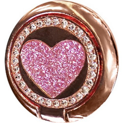 Λαβή Δαχτυλίδι Metal Ring Holder Round Glitter Heart για Smartphone - Rose Gold - OEM