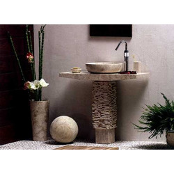 Bati Dita Vanity Set 90x35 cm Πάγκος - Νιπτήρας Μπάνιου Επιτραπέζιος/Επικαθήμενος Πέτρινος