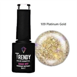 Trendy Soak Off 109 Platinum Gold Glitter Ημιμόνιμο Βερνίκι Νυχιών 6ml