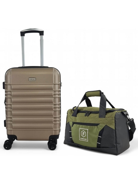 *Super Combo* Σκληρή Βαλίτσα Καμπίνας 55x40x20 με Επέκταση & Τσάντα Καθίσματος 40x30x20 Forecast DQ2207C-SET2. - Χρυσό