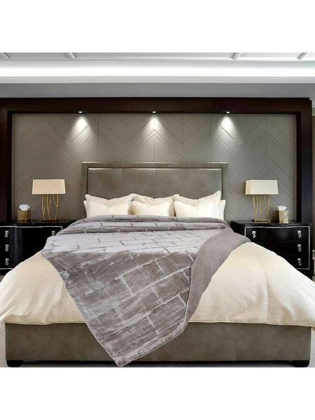 Κουβέρτα Βελουτέ με Γούνα Sherpa Υπέρδιπλη 220X240 Morven Bari 1911 Beige