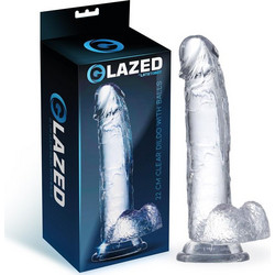 Glazed Material Ρεαλιστικό Dildo με Βεντούζα & Όρχεις 22cm Clear