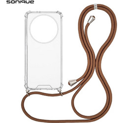 Sonique Armor Clear Θήκη Σιλικόνης με Κορδόνι (Honor Magic5 Lite 5G) Καφέ