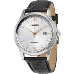 Citizen Dress Ανδρικό Ρολόι Solar με Μαύρο Δερμάτινο Λουράκι AW1236-03A