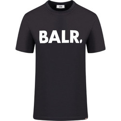 BALR. Brand Straight T-Shirt μαυρο ΚΟΝΤΟΜΑΝΙΚΟ Τυπωμένο λογότυπο στο στήθος Κανονική εφαρμογή