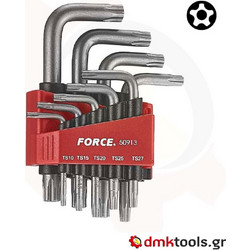 Force 50913 Σετ Κλειδία Allen Torx Με 5 Γωνίες Και Τρύπα 9 Τεμ