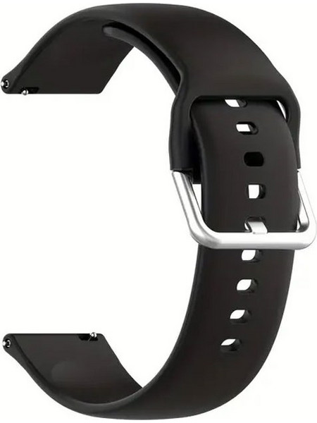 Λουράκι Σιλικόνης/Silicone Strap Universal με Ασημί Κούμπωμα για Smartwatch 20mm, μαύρο