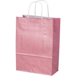 Next χάρτινη τσάντα glitter ροζ με στριφτό χερούλι Υ41x32x12εκ. Δυνατότητα εκτύπωσης