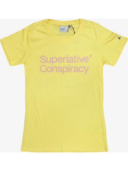 WESC Women Superlative Conspiracy T-Shirt - BLEACHED YELLOW - 121WE-00254-BLCHDYEL