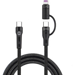 Forever Core 2in1 Καλώδιο USB-C σε Lightning και USB-C 1,0 m 60W, μαύρο