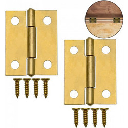Μεντεσέδες Επίπλων 37x30mm από Μέταλλο Χρυσοί 2 Τεμάχια OEM