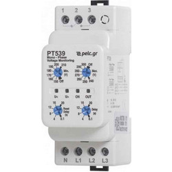 Power Electronics Τριφασικός Επιτηρητής Τάσης Ράγας με Ρυθμιζόμενα Όρια Τάσης & Χρόνους Επανεκκίνησης/Αδράνειας PT539