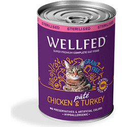 Wellfed Sterilised Adult Grain Free Pate with Chicken & Turkey 400gr