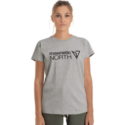 Magnetic North Graphic Logo Γυναικείο Αθλητικό T-Shirt Γκρι 21028