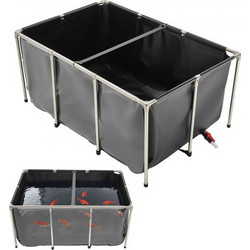 VEVOR Canvas Fish Pond, 270 Gal Above Ground Fish Pond, PVC Koi Tank with Clear View Panel, Ορθογώνιο ρεζερβουάρ χρυσόψαρου με πλαίσιο & βαλβίδα αποστράγγισης από ανοξείδωτο χάλυβα, για αναπαραγωγή Ko