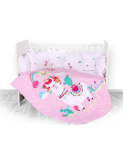 Lorelli Happy Lama Σετ Κούνιας Pink 70x140cm 5τμχ