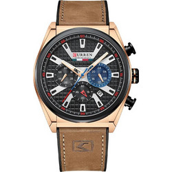 Curren Ανδρικό Ρολόι με Καφέ Δερμάτινο Λουράκι 8392 Brown