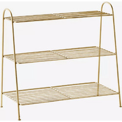 Ραφιέρα παπουτσιών μεταλλική με 3 ράφια Madam Stoltz Iron Ant.Brass 63x33x61 cm